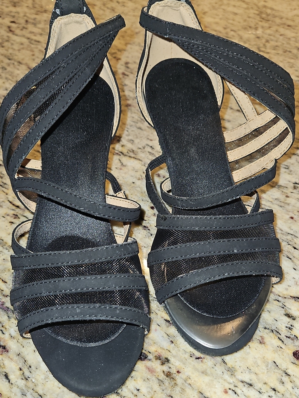Black Strappy Women's Dancing Shoes - Elegant Evening Heels